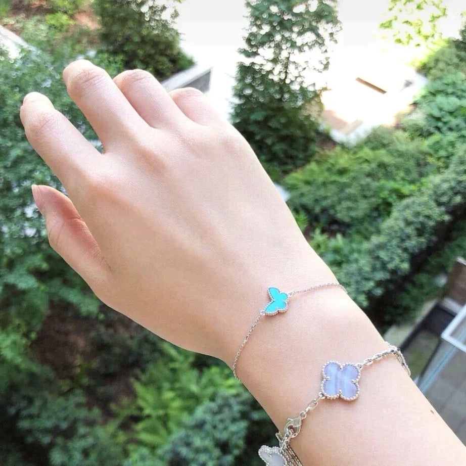 [⭐Seralia]BUTTERFLY TURQUOISE BUTTERFLY BRACELET SILVER