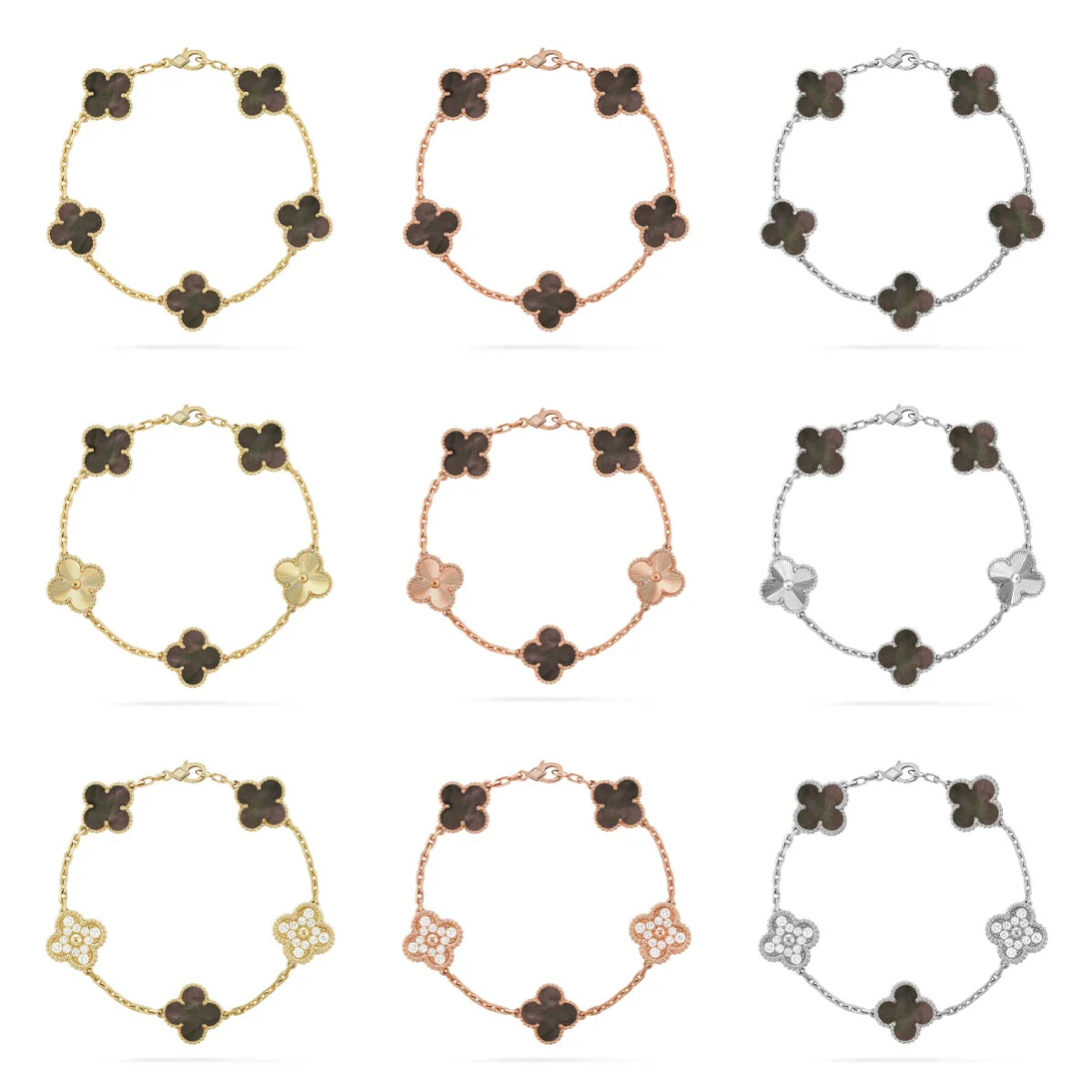 [⭐Seralia] CLOVER 5 MOTIF GRAY MOP BRACELET COLLECTION