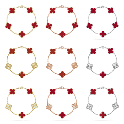 [⭐Seralia] CLOVER 5 MOTIF RED CORNELIAN BRACELET COLLECTION