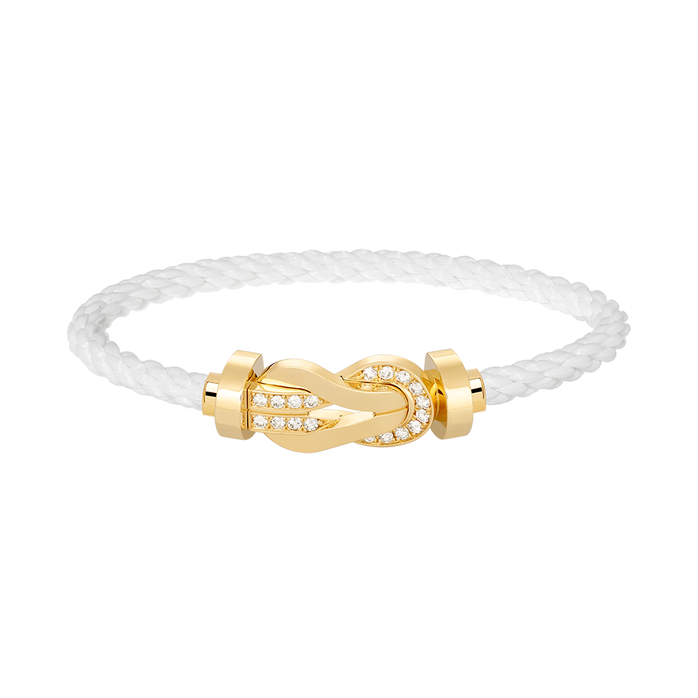 [⭐Seralia]CHANCE LARGE 8 FIGURE BUCKLE HALF DIAMOND BRACELET GOLD