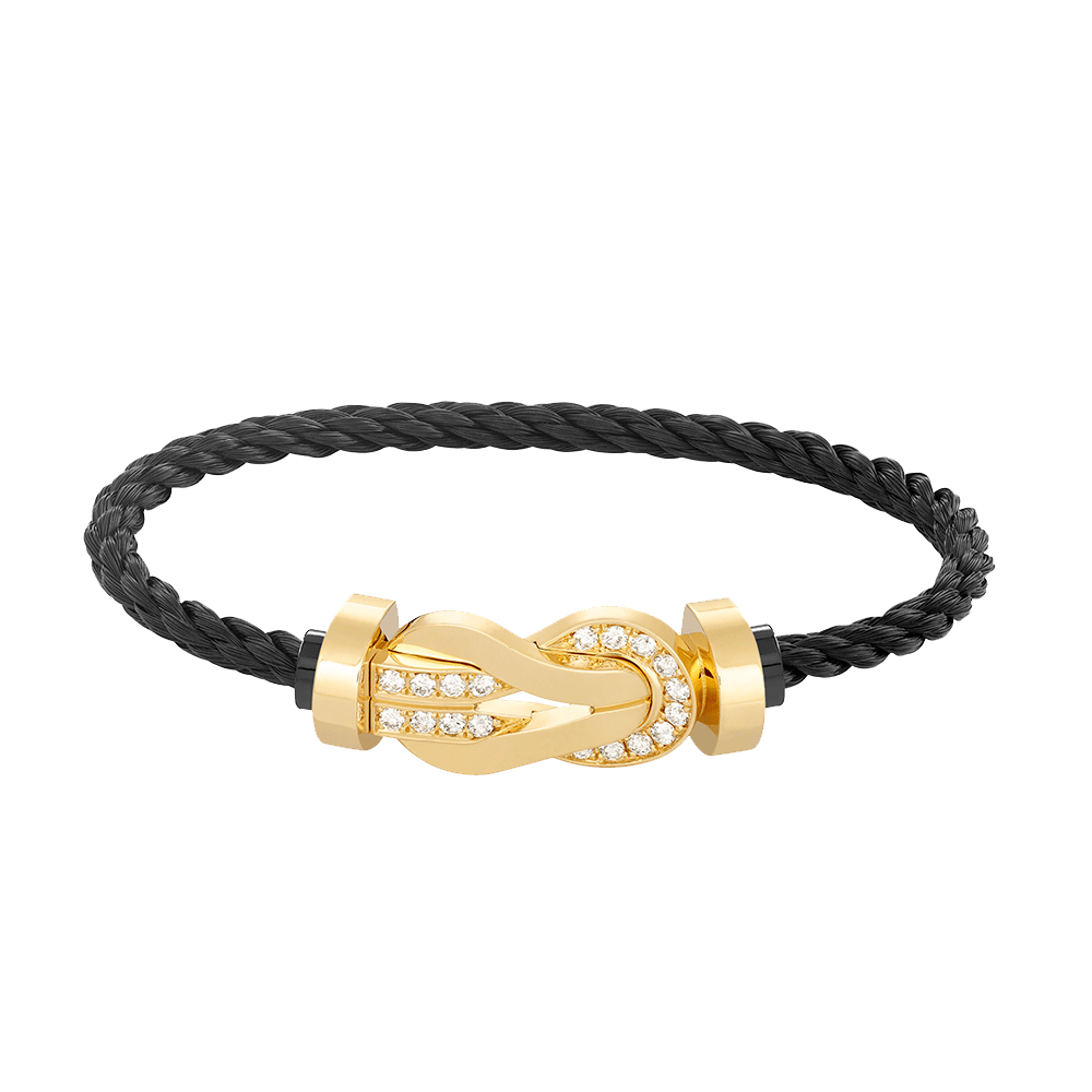 [⭐Seralia]CHANCE LARGE 8 FIGURE BUCKLE HALF DIAMOND BRACELET GOLD