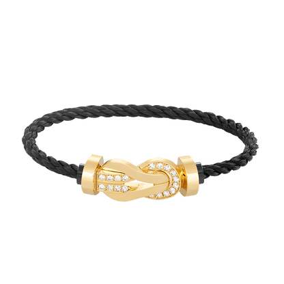 [⭐Seralia]CHANCE LARGE 8 FIGURE BUCKLE HALF DIAMOND BRACELET GOLD