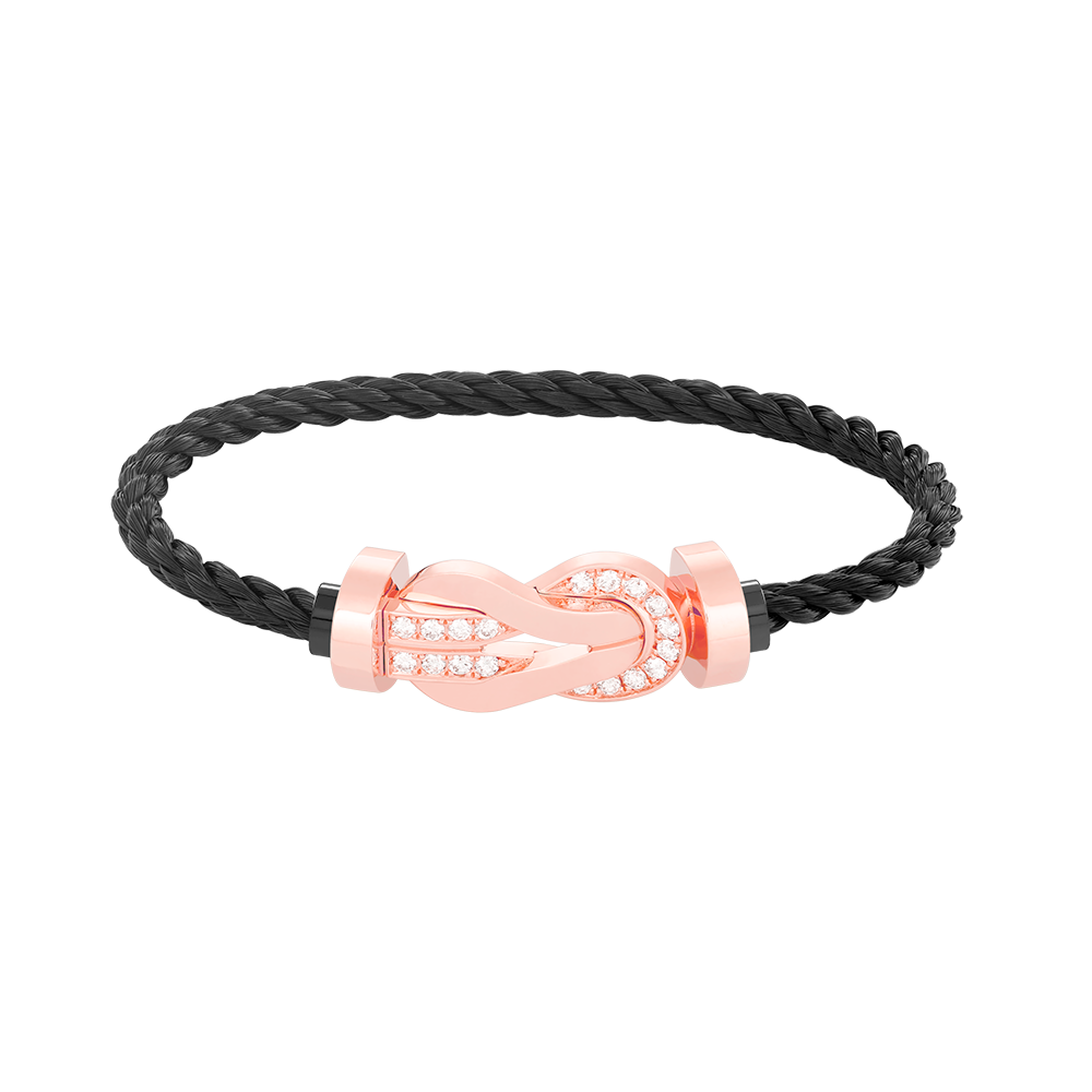 [⭐Seralia]CHANCE LARGE 8 FIGURE BUCKLE HALF DIAMOND BRACELET ROSE GOLD