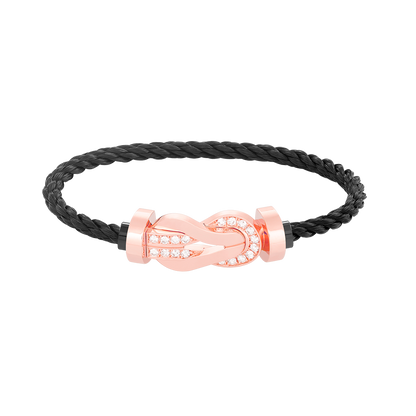 [⭐Seralia]CHANCE LARGE 8 FIGURE BUCKLE HALF DIAMOND BRACELET ROSE GOLD