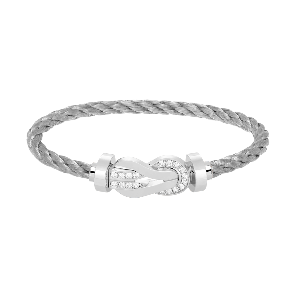 [⭐Seralia]CHANCE LARGE 8 FIGURE BUCKLE HALF DIAMOND BRACELET SILVER