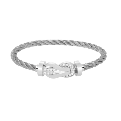 [⭐Seralia]CHANCE LARGE 8 FIGURE BUCKLE HALF DIAMOND BRACELET SILVER