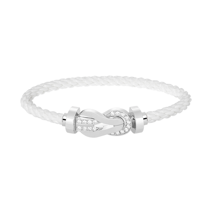 [⭐Seralia]CHANCE LARGE 8 FIGURE BUCKLE HALF DIAMOND BRACELET SILVER