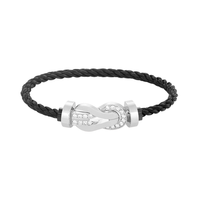 [⭐Seralia]CHANCE LARGE 8 FIGURE BUCKLE HALF DIAMOND BRACELET SILVER