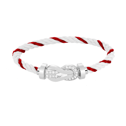[⭐Seralia]CHANCE LARGE 8 FIGURE BUCKLE HALF DIAMOND BRACELET SILVER