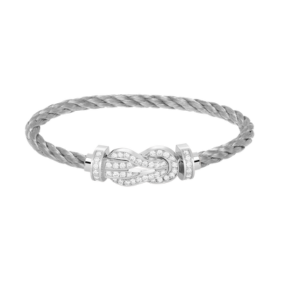 [⭐Seralia]CHANCE LARGE 8 FIGURE BUCKLE FULL DIAMOND BRACELET SILVER