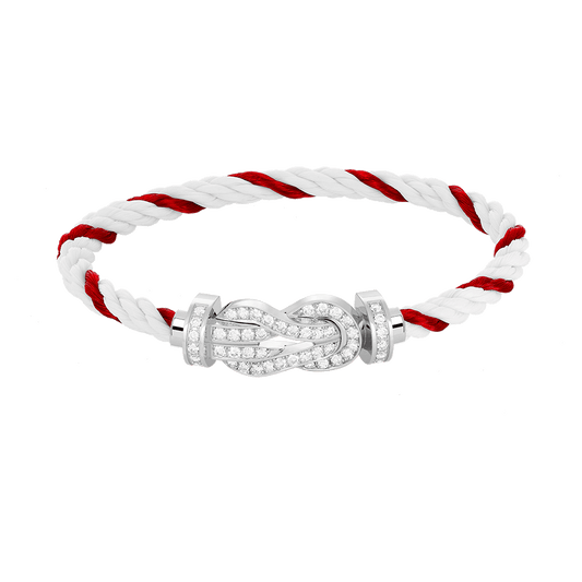 [⭐Seralia]CHANCE LARGE 8 FIGURE BUCKLE FULL DIAMOND BRACELET SILVER