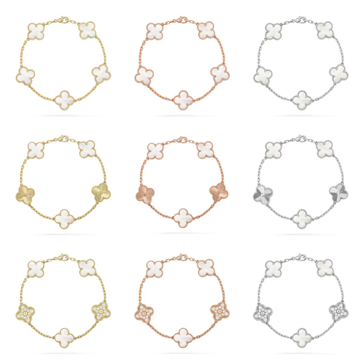 [⭐Seralia]CLOVER WHITE PEARL MOP 5 MOTIF BRACELET COLLECTION