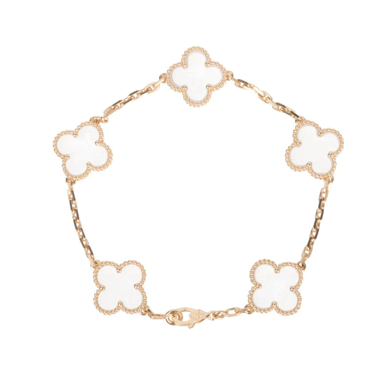 [⭐Seralia]CLOVER 5 MOTIF ROCK CRYSTAL BRACELET
