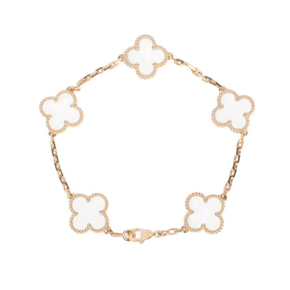 [⭐Seralia]CLOVER 5 MOTIF ROCK CRYSTAL BRACELET