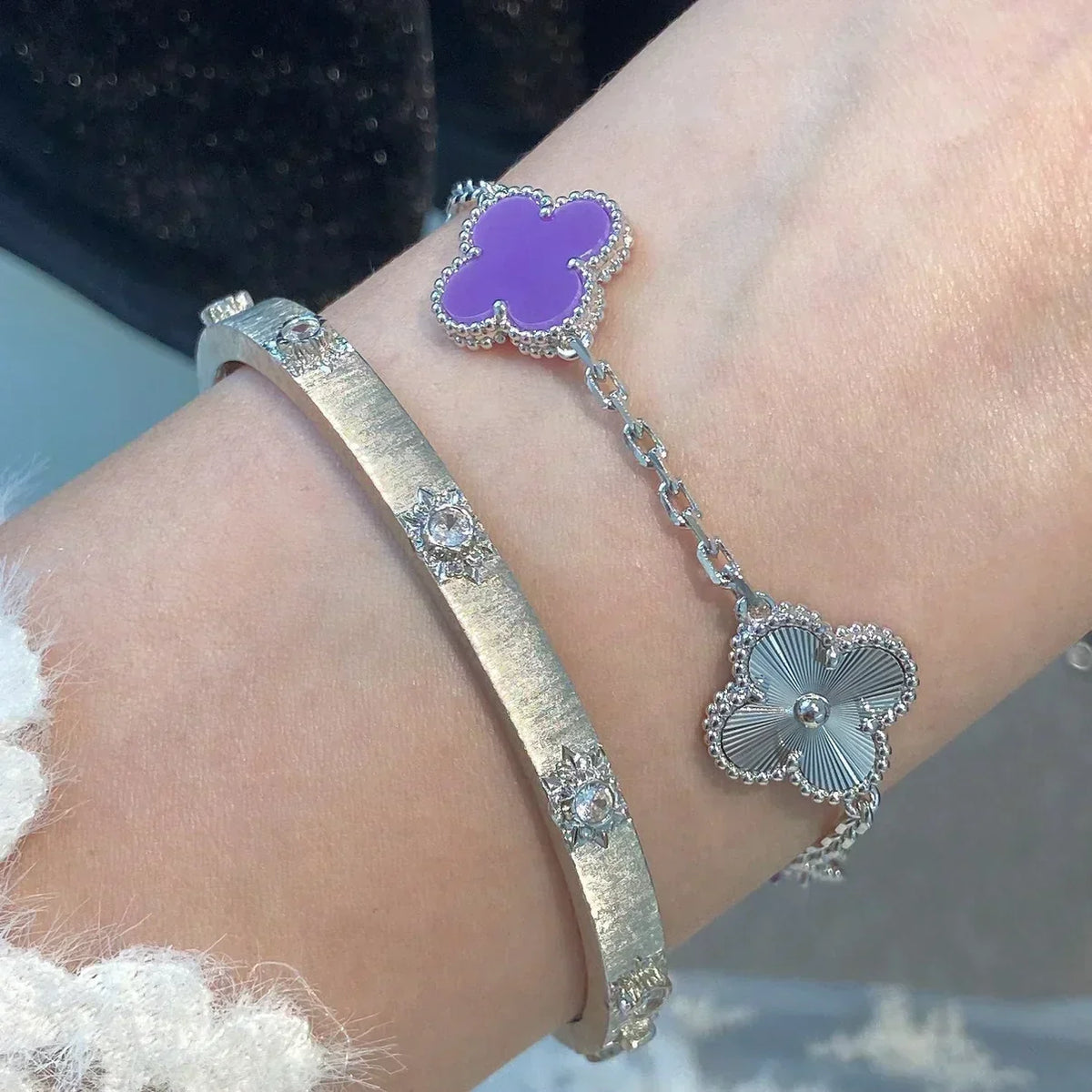 [⭐Seralia] CLOVER 5 MOTIF VIOLET BRACELET COLLECTION