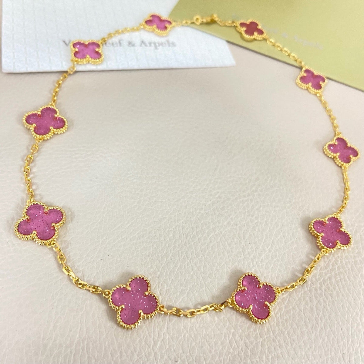 [⭐Seralia]CLOVER 10 MOTIFS  NEW BUBBLE PINK ENAMEL