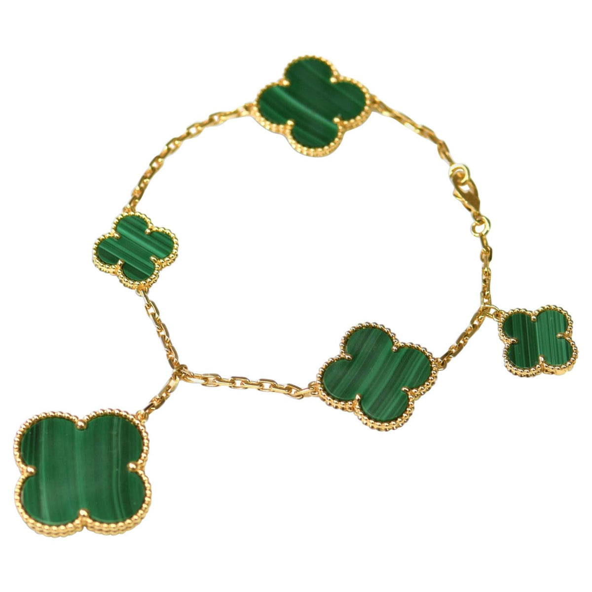 [⭐Seralia]MAGIC CLOVER MALACHITE GOLD BRACELET 5 MOTIFS