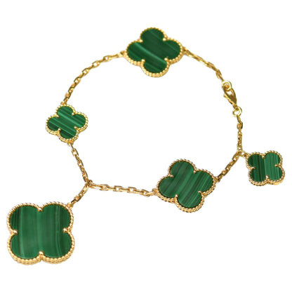 [⭐Seralia]MAGIC CLOVER MALACHITE GOLD BRACELET 5 MOTIFS
