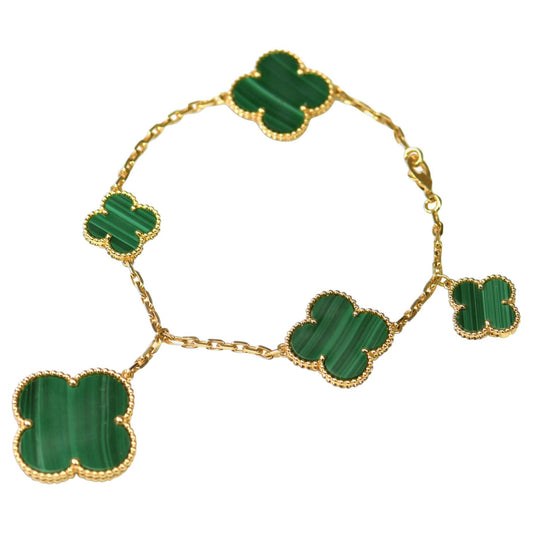 [⭐Seralia]MAGIC CLOVER MALACHITE GOLD BRACELET 5 MOTIFS