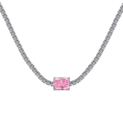 [Lucky Jewelry]2.0 carat Ornate Emerald Cut Necklace