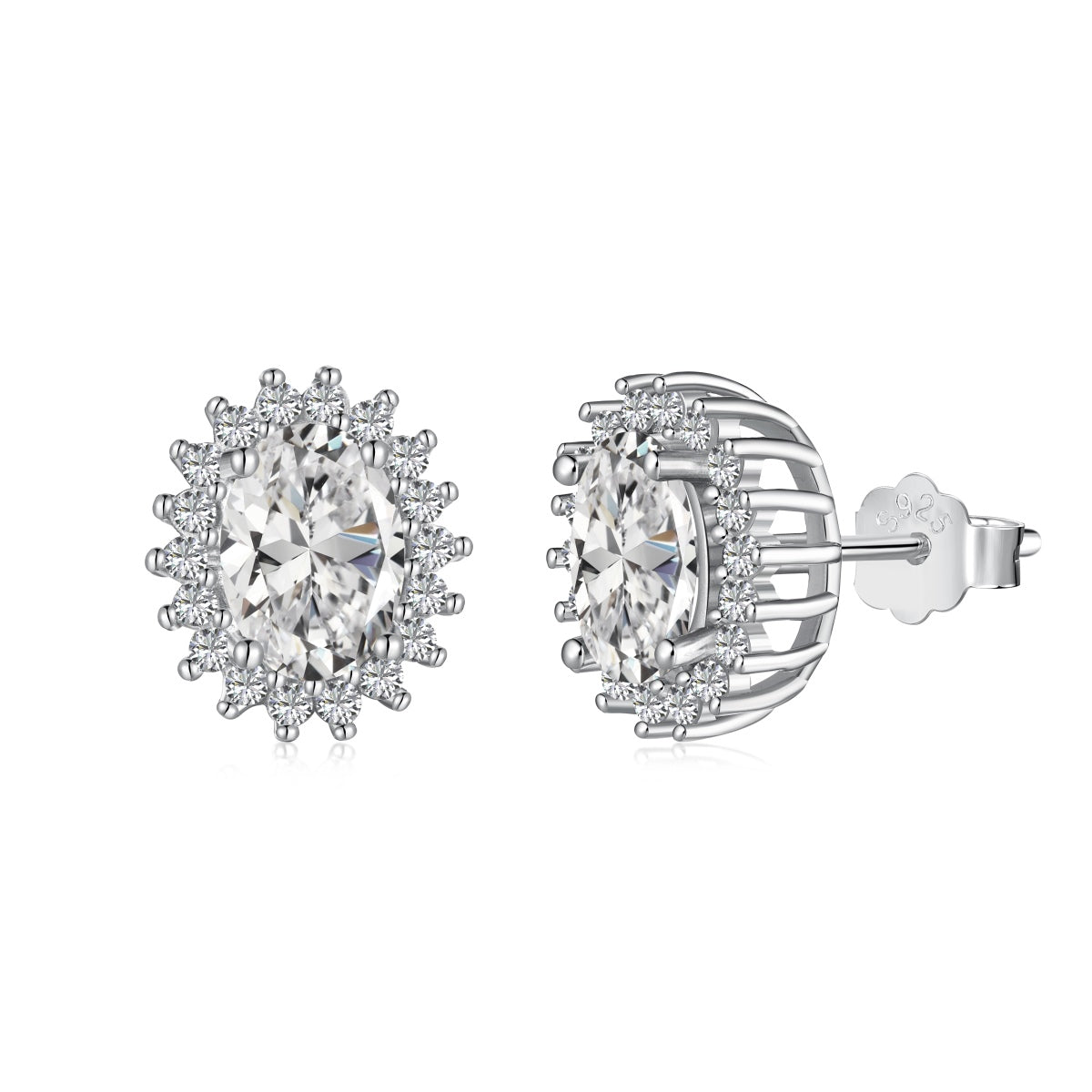 [Lucky Jewelry]Delicate Radiant Oval Cut Daily Earrings