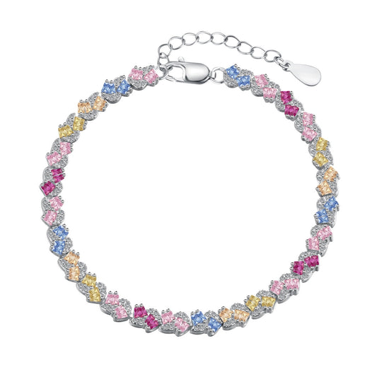 [Lucky Jewelry]Ornate Colorful Flower Shape Party Bracelet