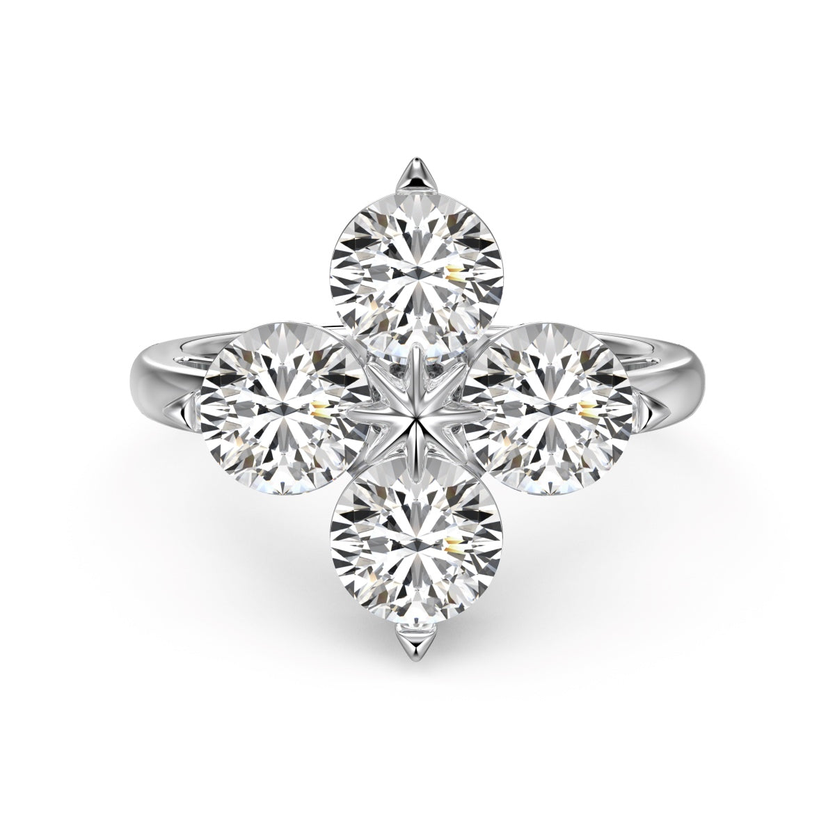 [Lucky Jewelry]Four-Leaf Clover Eight-Pointed Star Ring