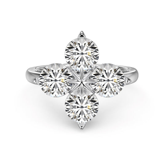 [Lucky Jewelry]Four-Leaf Clover Eight-Pointed Star Ring