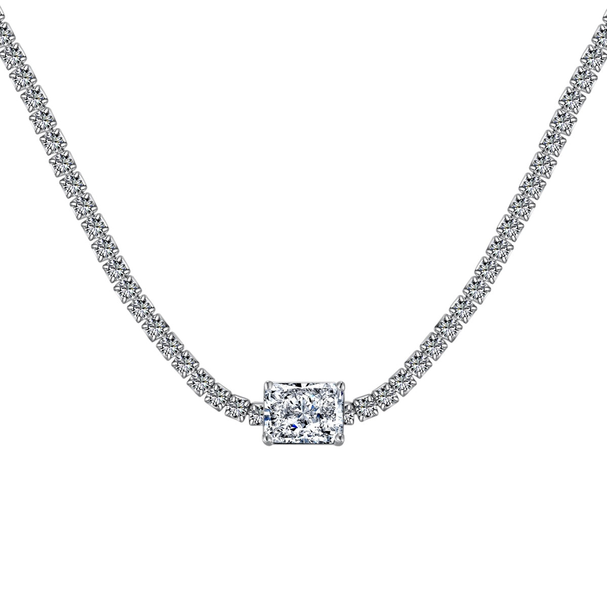 [Lucky Jewelry]2.0 carat Ornate Emerald Cut Necklace