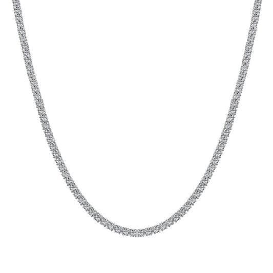 [Lucky Jewelry]Delicate Round Shape Tennis Necklace