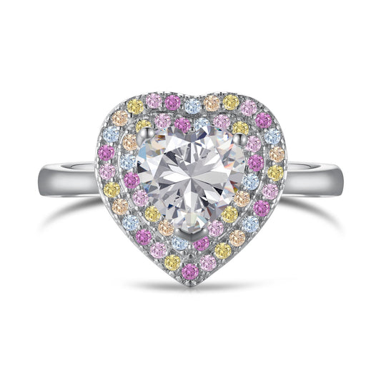 [Lucky Jewelry]Delicate Ebullient Heart Shape Wedding Ring