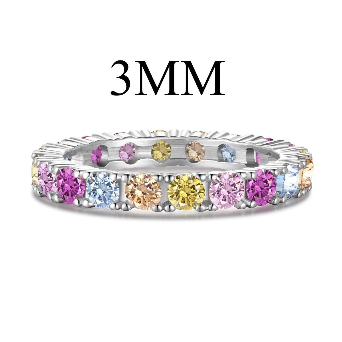 [Lucky Jewelry]Dazzling Lustrous Round Cut Tennis Ring