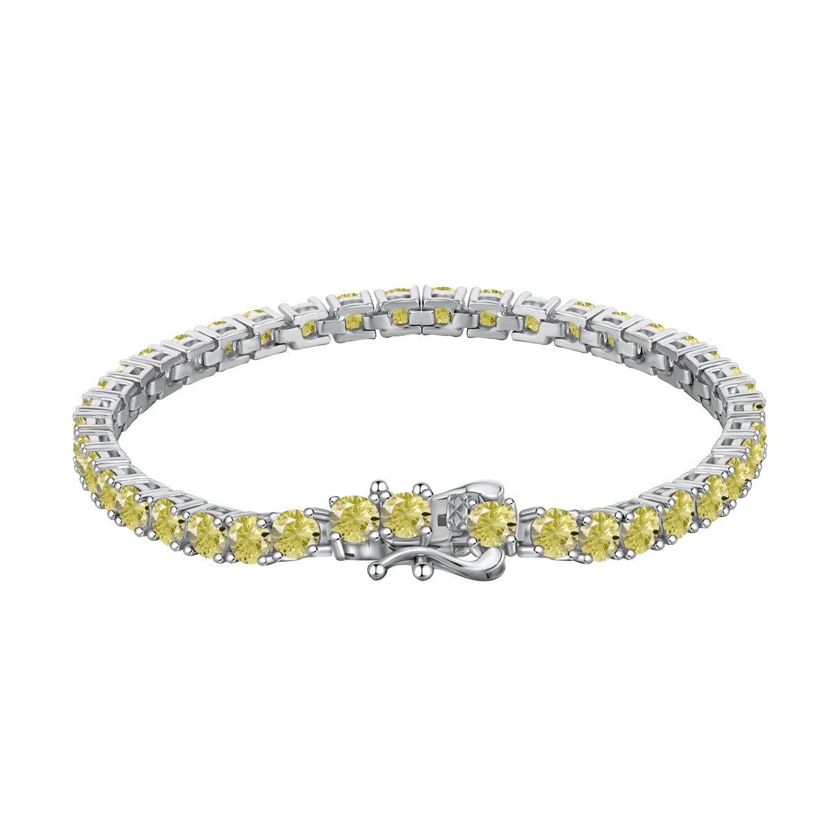 [Lucky Jewelry]Ornate Dazzling Round Cut Tennis Bracelet