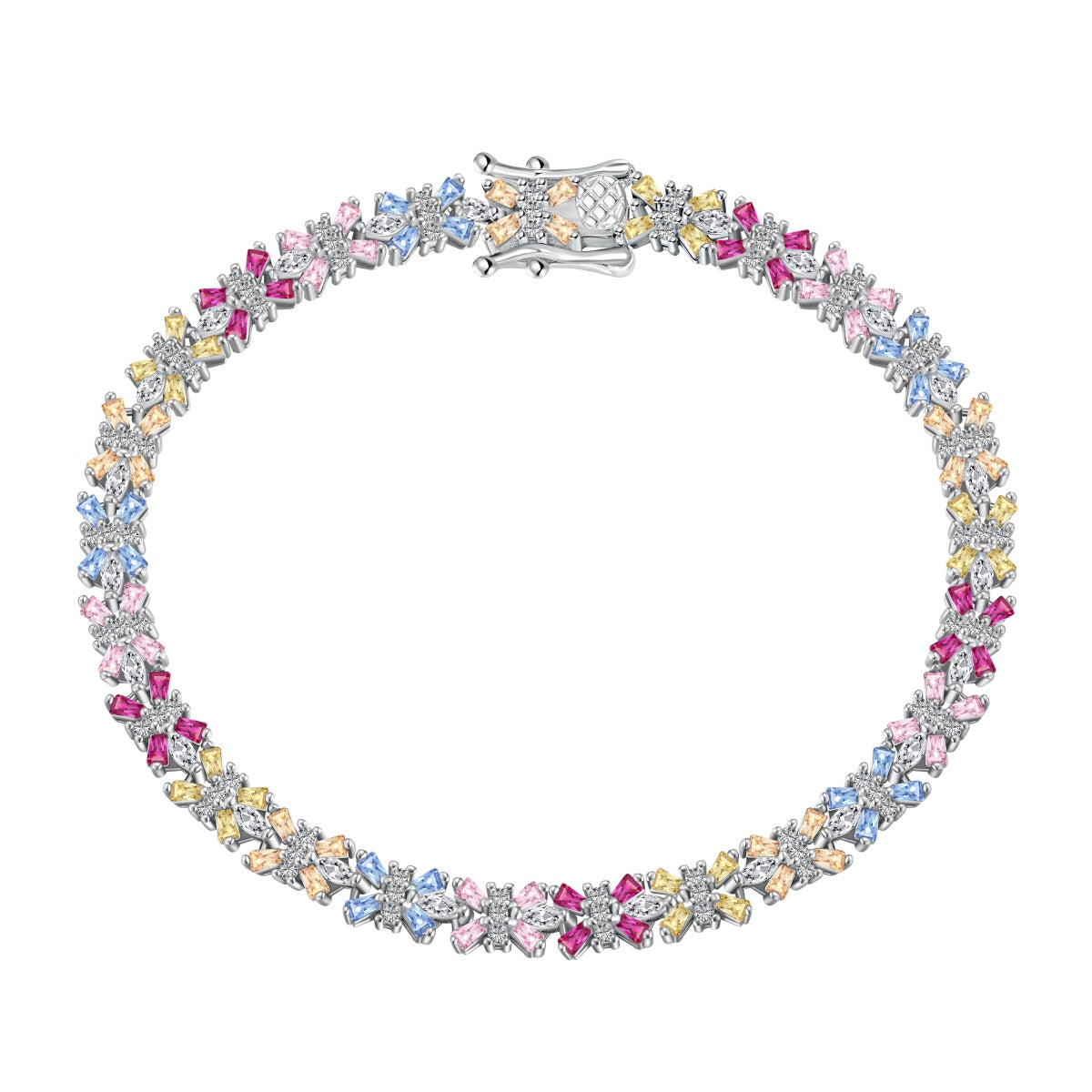 [Lucky Jewelry]Radiant Colorful Emerald Cut Party Bracelet