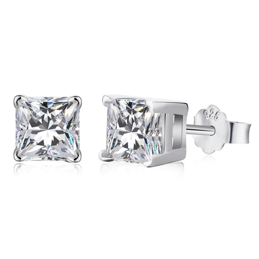 [Lucky Jewelry]1.0 Carat Radiant Princess Cut Wedding Earrings