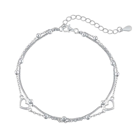 [Lucky Jewelry]Dainty Double Layer Love Heart Bracelet