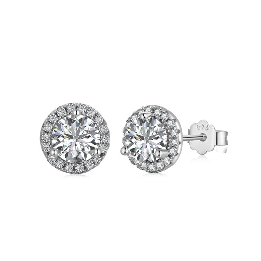 [Lucky Jewelry]Classic Princess Round Shape Earrings