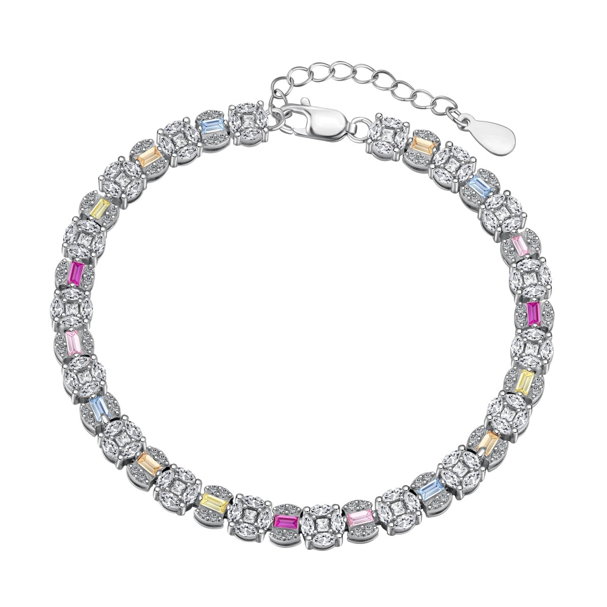 [Lucky Jewelry]Dazzling Radiant Multi Cut Daily Bracelet