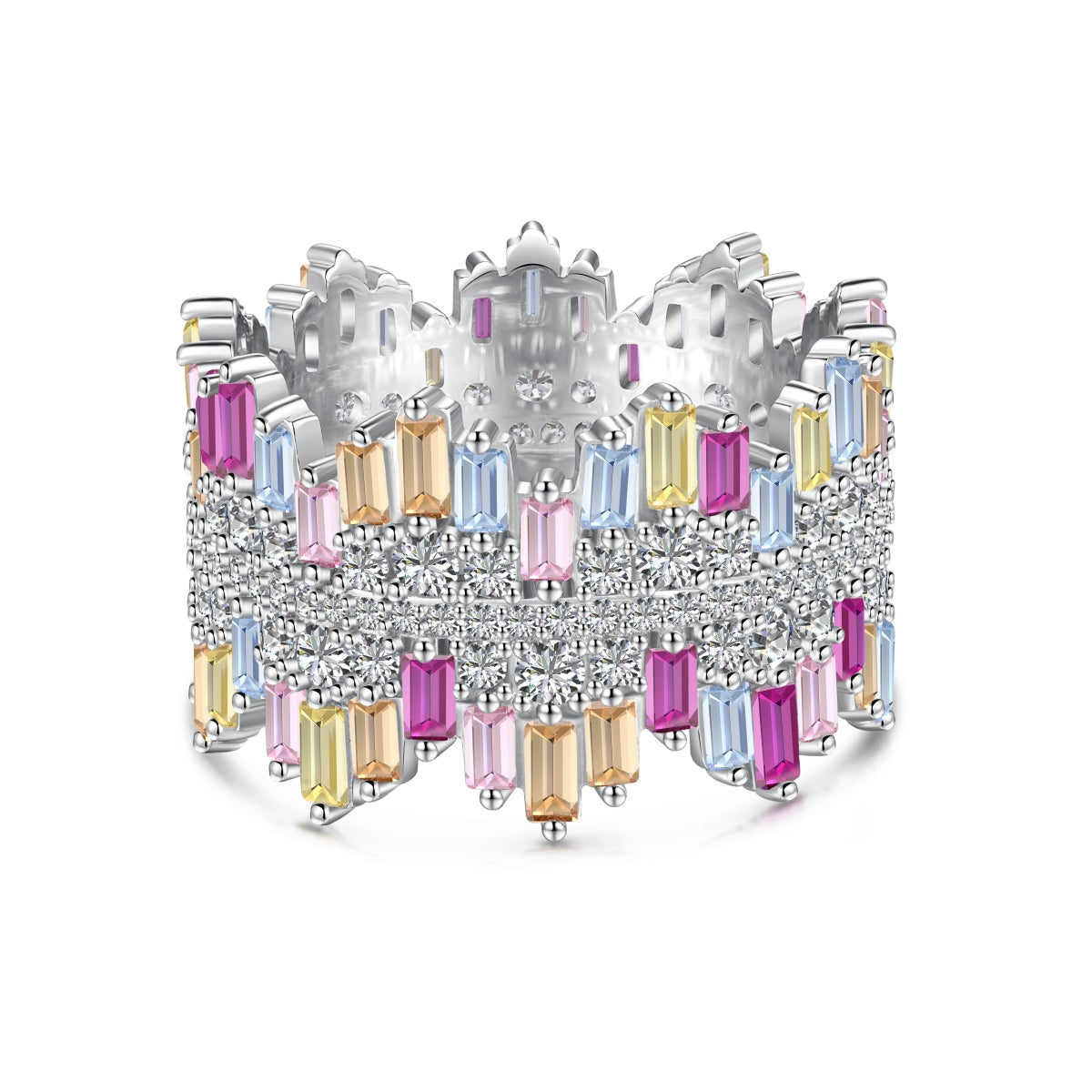 [Lucky Jewelry]Luxurious Colorful Radiant Cut Daily Ring