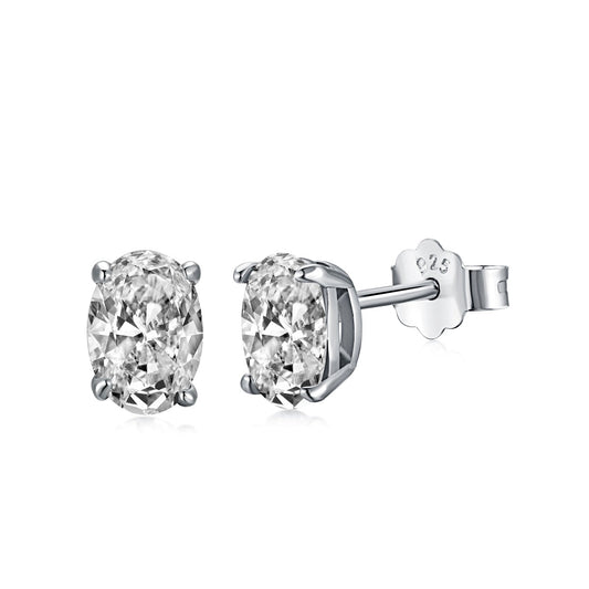 [Lucky Jewelry]Oval Classic Dignified Elegant Earrings