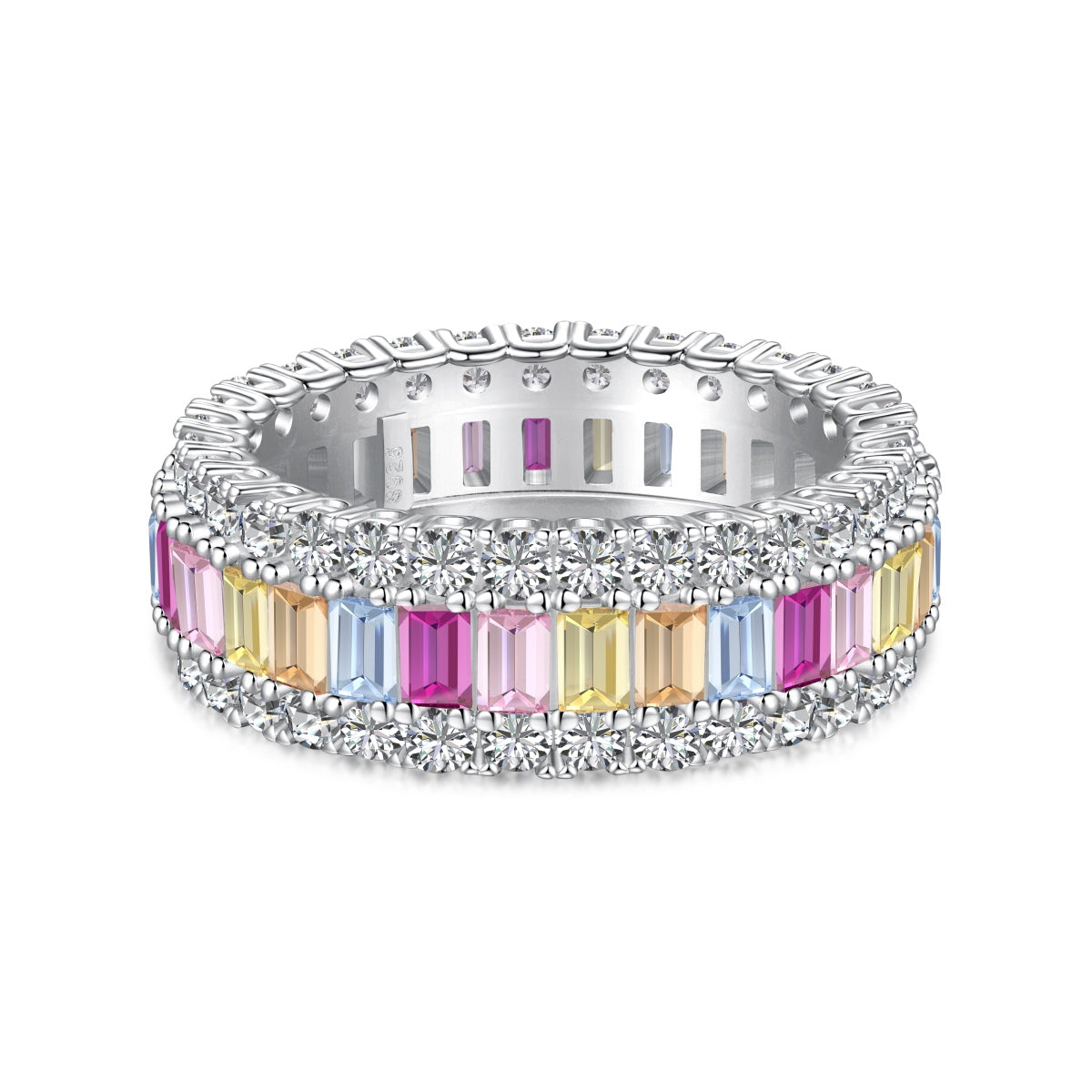[Lucky Jewelry]Dainty Colorful Radiant Cut Daily Ring