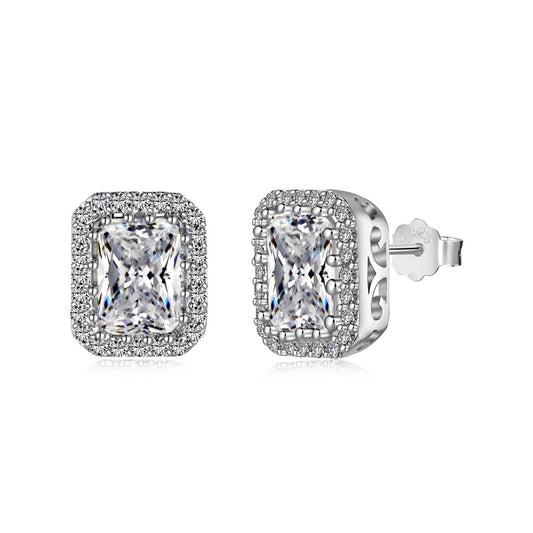 [Lucky Jewelry]1.0 Carat Luxurious Dainty Emerald Cut Daily Earrings