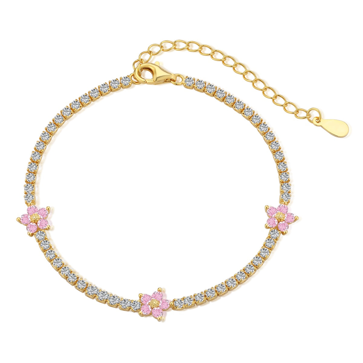 [Lucky Jewelry]Luckyling Flower Shape Tennis Bracelet