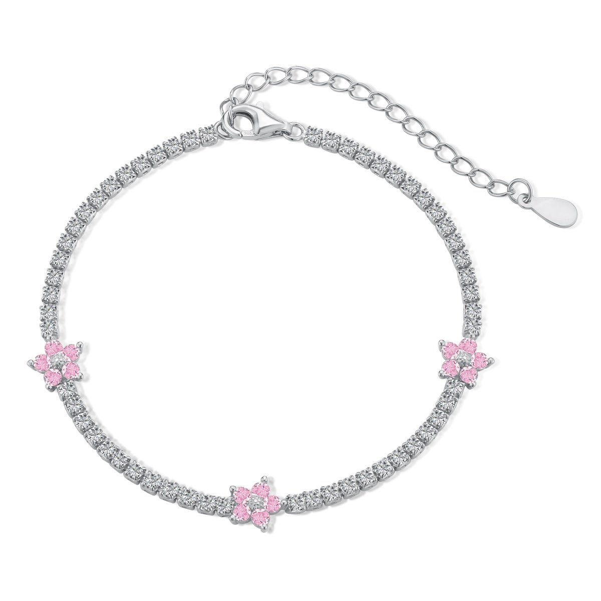 [Lucky Jewelry]Luckyling Flower Shape Tennis Bracelet
