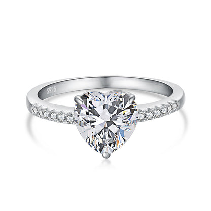 [Lucky Jewelry]2.0 Carat Dazzling Lustrous Heart Cut Lover Ring