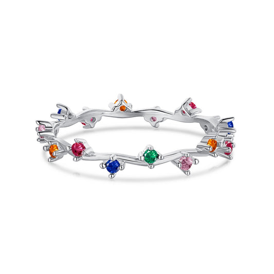 [Lucky Jewelry]Radiant Colorful Round Cut Daily Ring