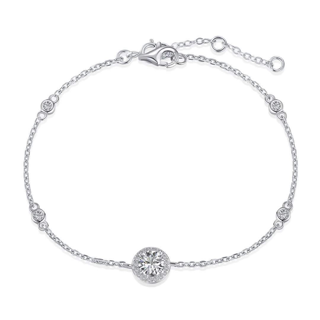 [Lucky Jewelry]Dazzling Round Cut Shape Bracelet