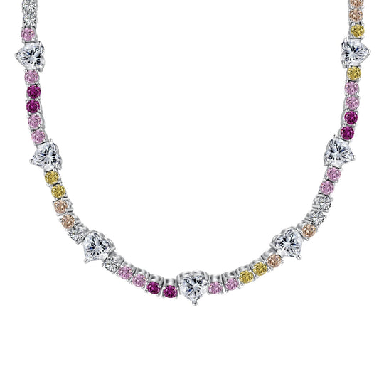 [Lucky Jewelry]Delicate Colorful Rainbow Tennis Chain