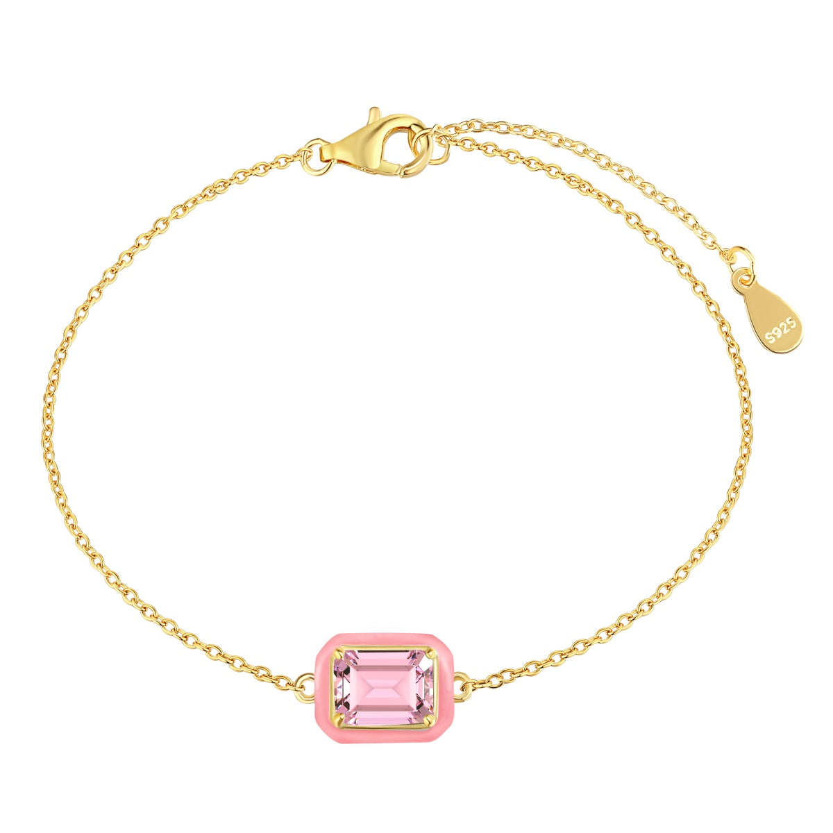 [Lucky Jewelry]2.0 Carat Luckyling Colorful Emerald Cut Daily Bracelet