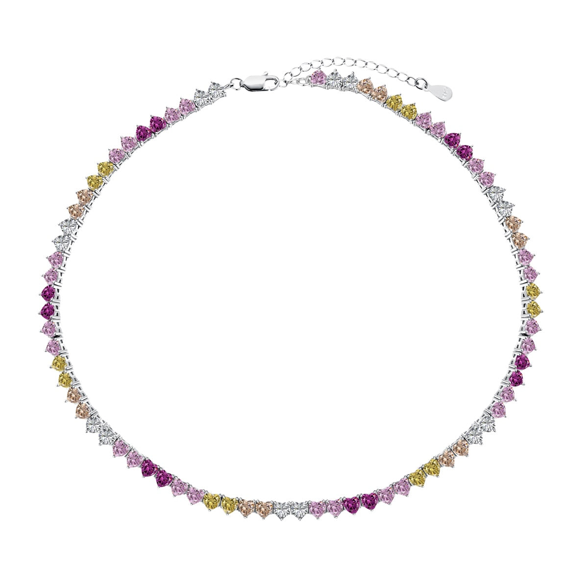 [Lucky Jewelry]Luckyling Colorful Full Heart Tennis Necklace